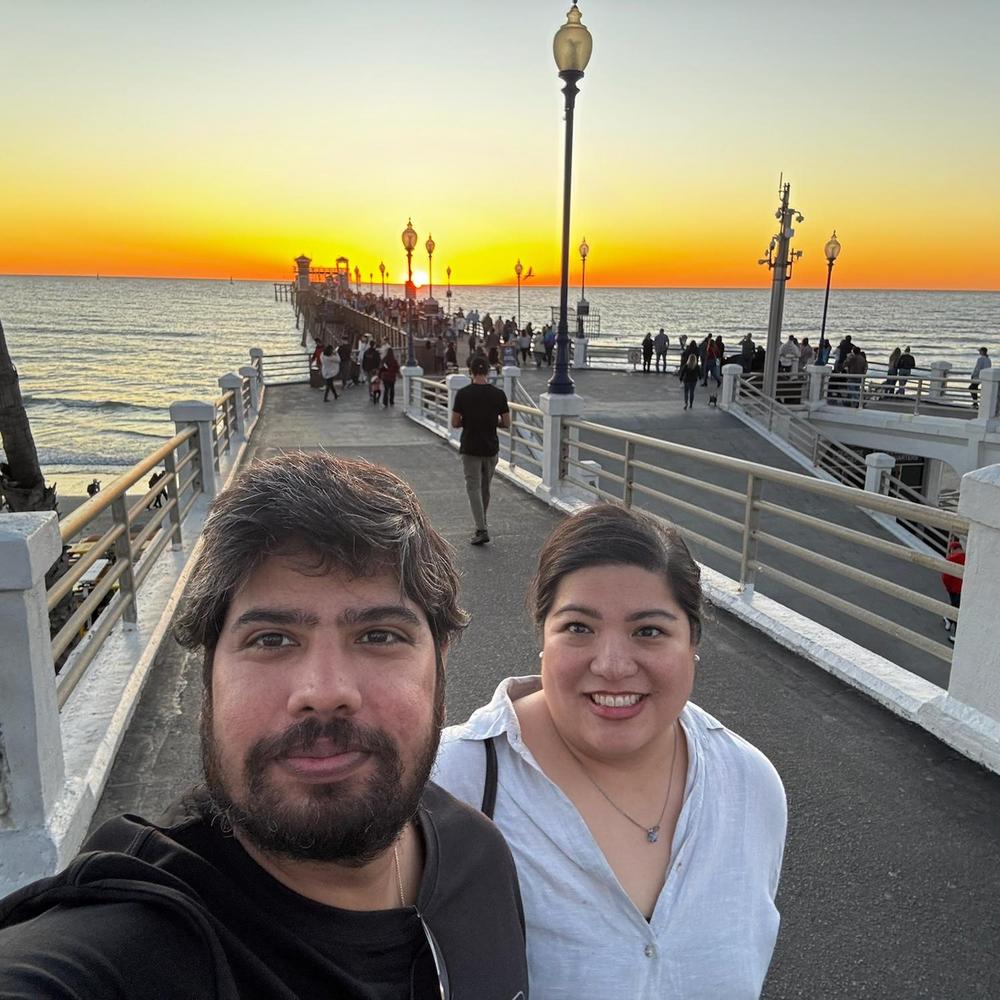 Angela and Pramod at sunset